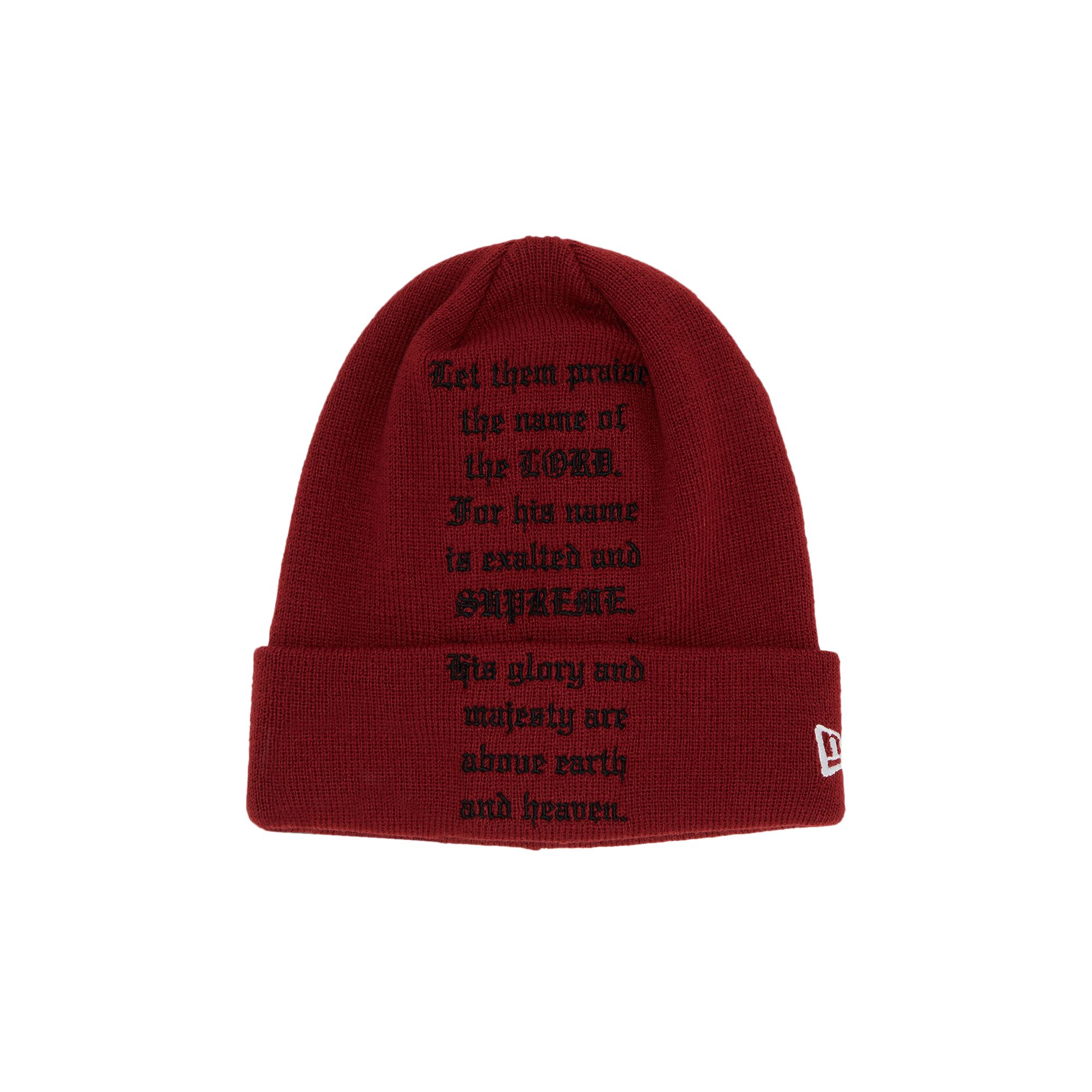 Supreme x New Era Psalm Beanie 'Dark Red' | Men's Size Onesize