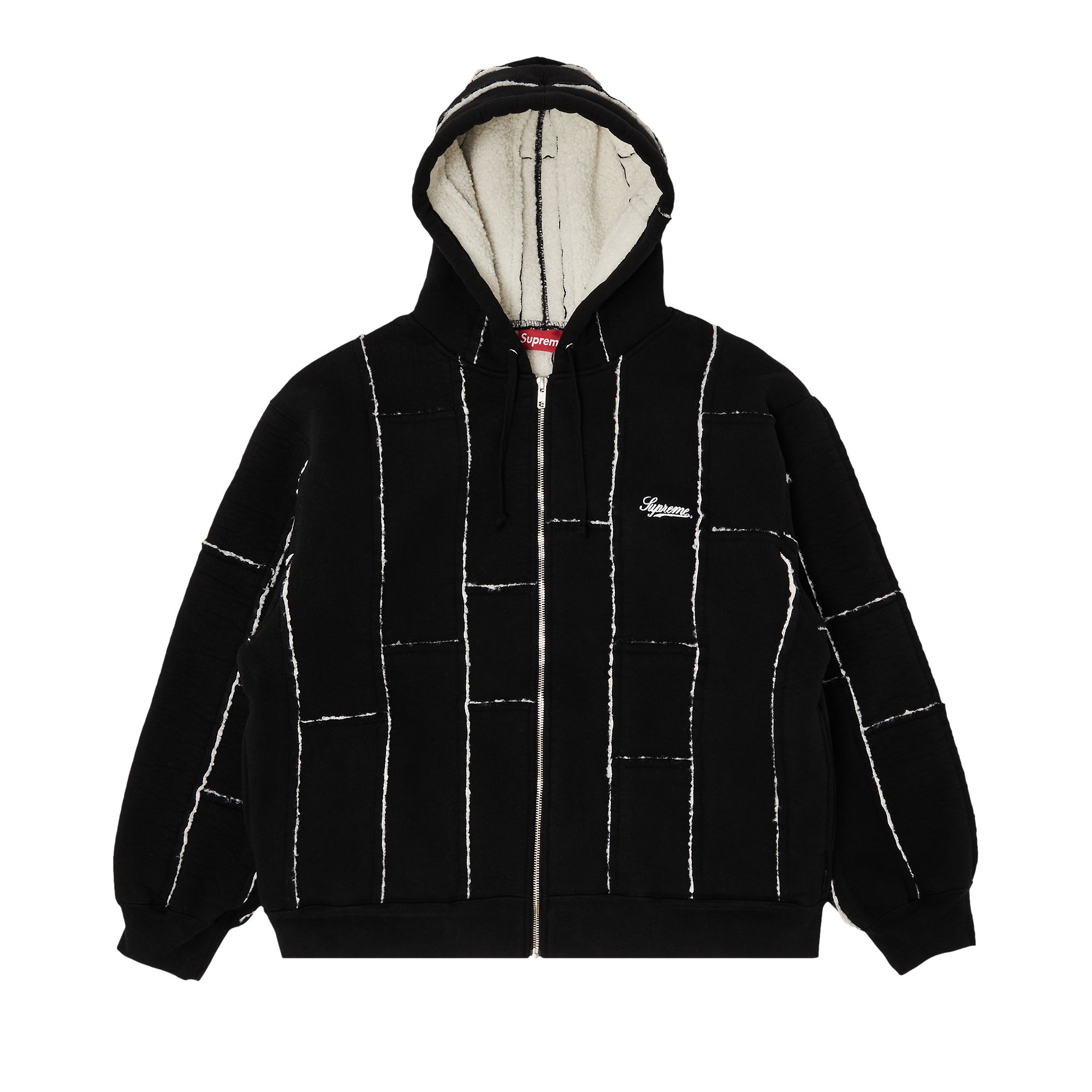 Supreme Faux Shearling Zip Up Hooded Sweatshirt 'Black' | Men's Size XL