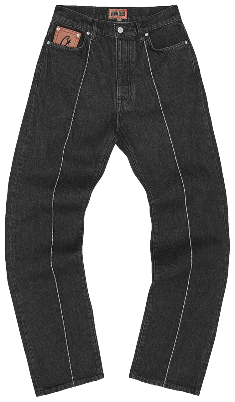 Corteiz デニム　S Corteiz Dual Stripe Baggy Jeans - Black