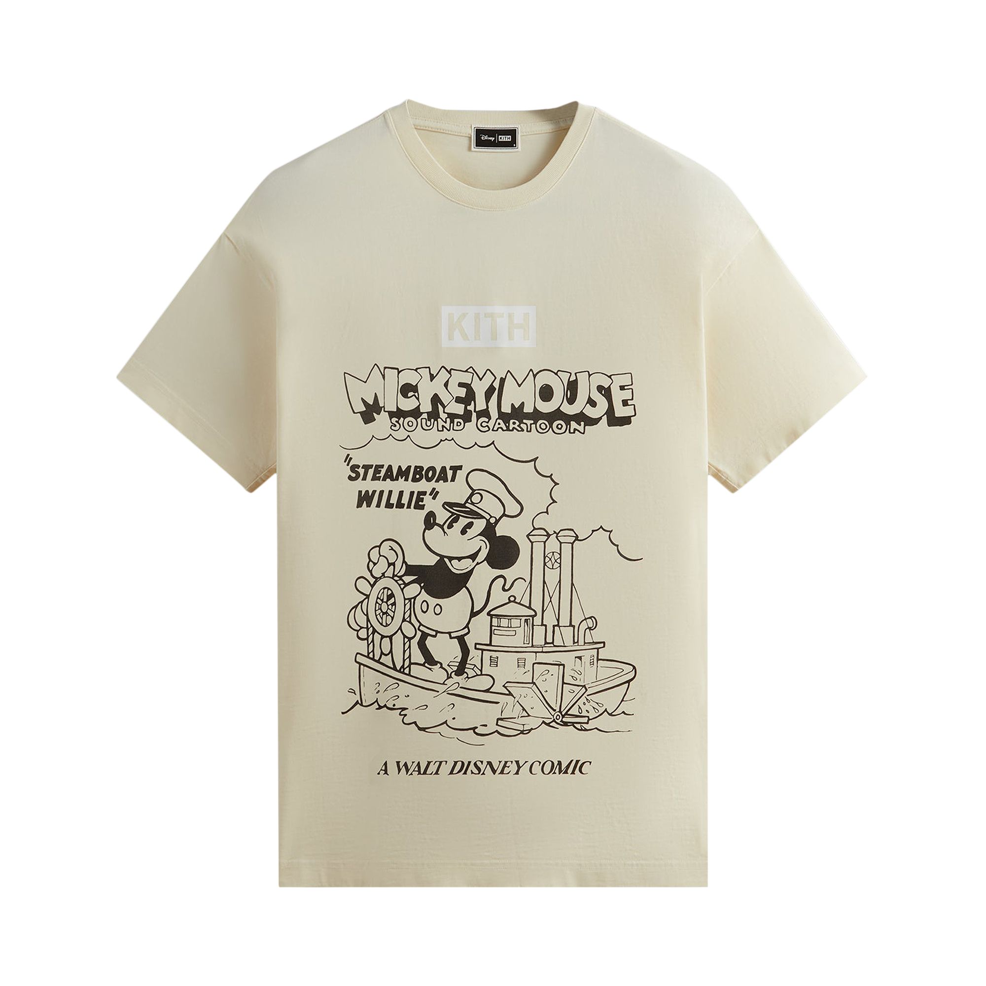 Pre-owned Kith For Mickey & Friends Steamboat Willie Vintage Tee 'sandrift' In White