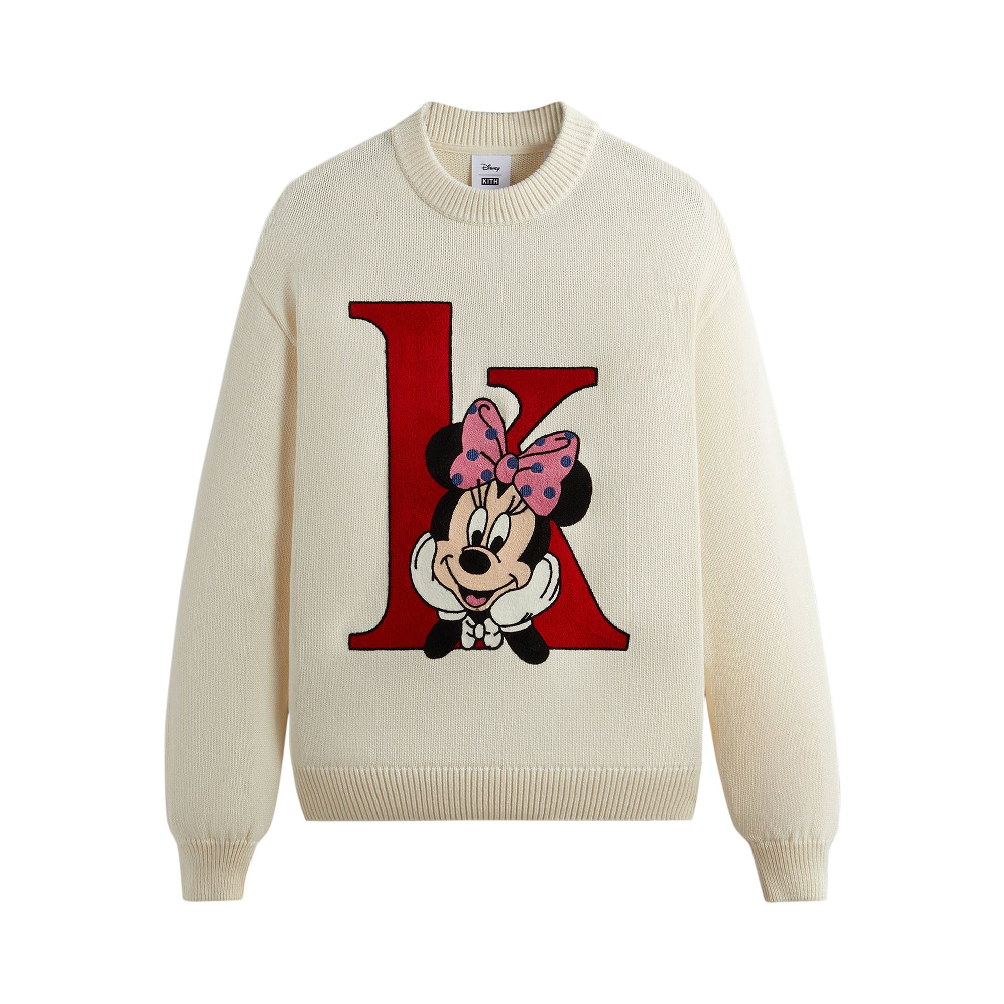 Kith For Mickey & Friends Minnie K Crewneck Sweater 'Sandrift' | Cream | Men's Size XL