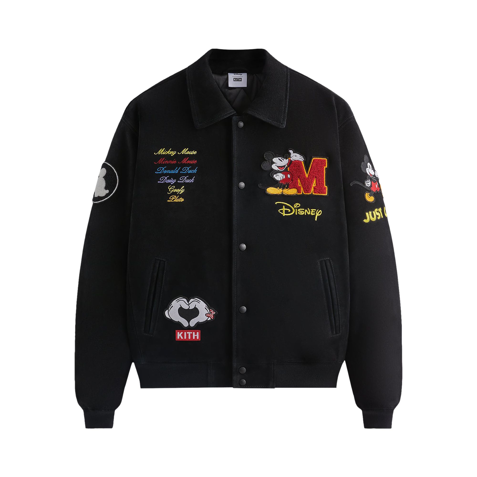 Pre-owned Kith For Mickey & Friends Suede Varsity Jacket 'black' | Men's Size Xl