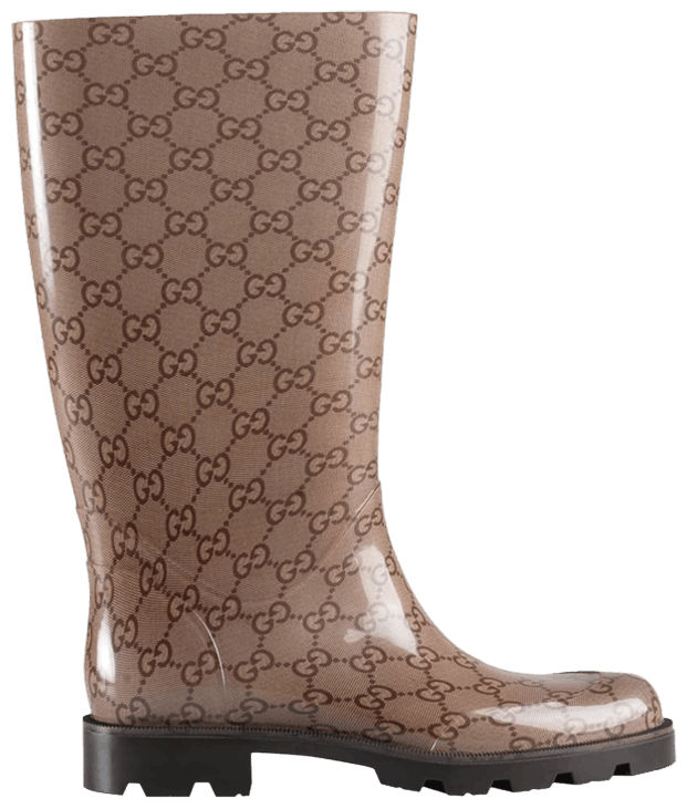 Gucci Wmns Rain Boot Interlocking G   Cocoa