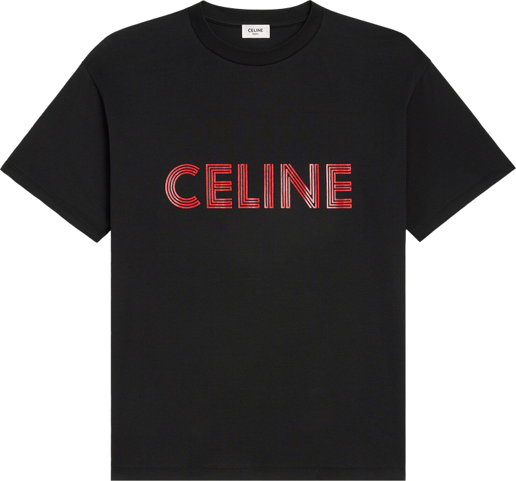 Celine Graphic Print Scoop Neck Crop Top - Black Tops, Clothing - CEL283988