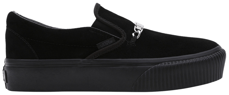 Vans slip on sf black leather deals