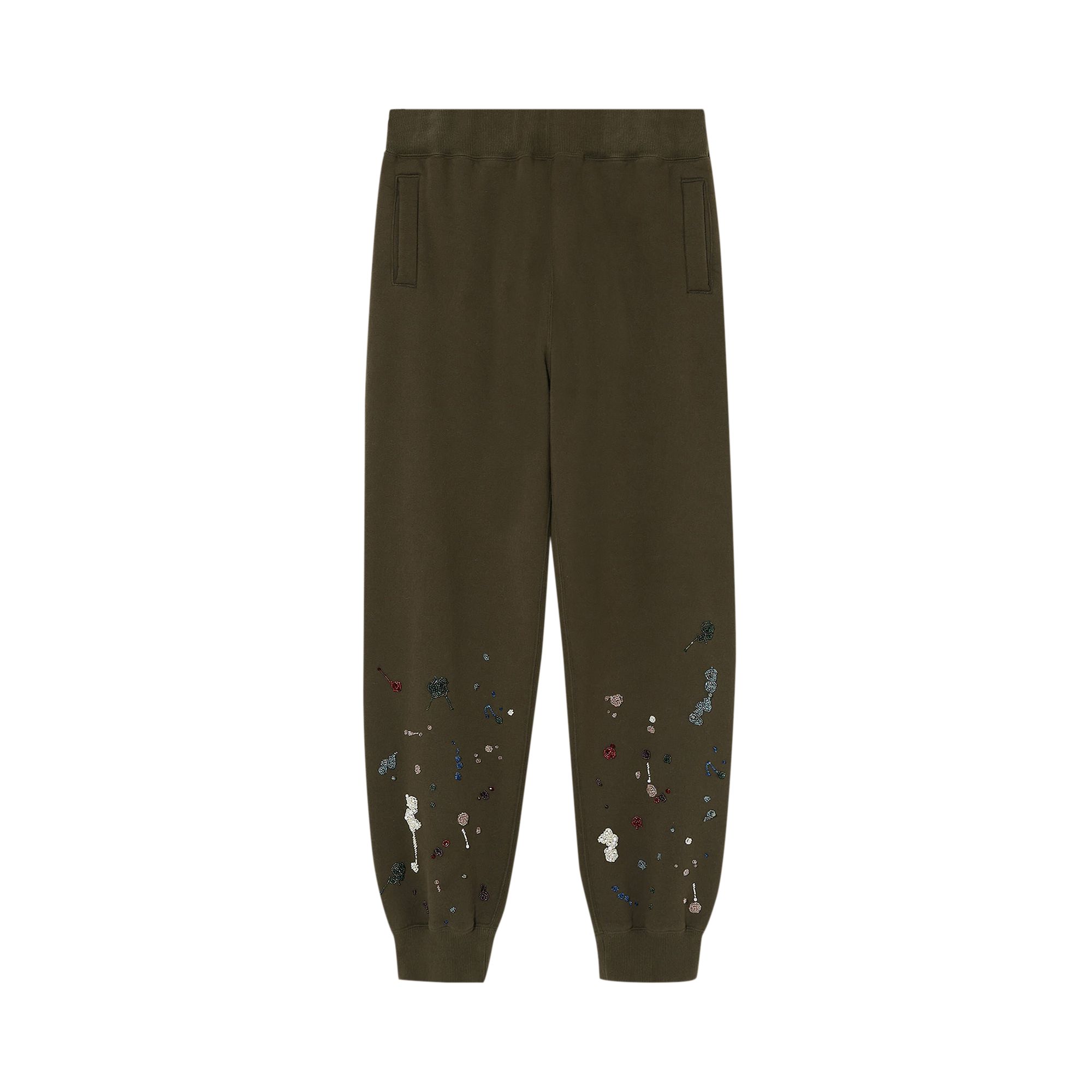 Pre-owned Undercover Beaded Embroidered Sweatpants 'khaki' | Green | Men's Size 2