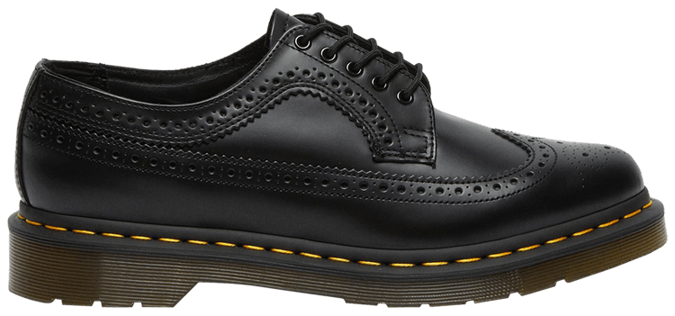 Dr Martens 3989 Smooth Leather Brogue Black Yellow Stitch
