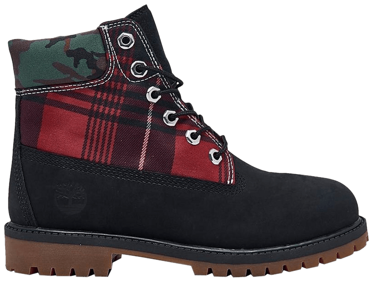 Timberland 6 Inch Premium Boot Junior Black Plaid Camo