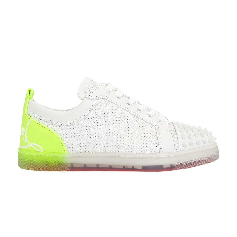 Pre-owned Christian Louboutin Fun Louis Junior Spikes Flat 'white Fluo Yellow' | Men's Siz