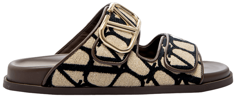 Valentino Wmns Toile Iconographe Double Strap Sandal 'VLogo - Brown'