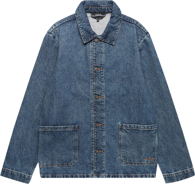 Buy A.P.C. Kerlouan Logo Jacket 'Washed Indigo' - COGEI H03205 WASH | GOAT