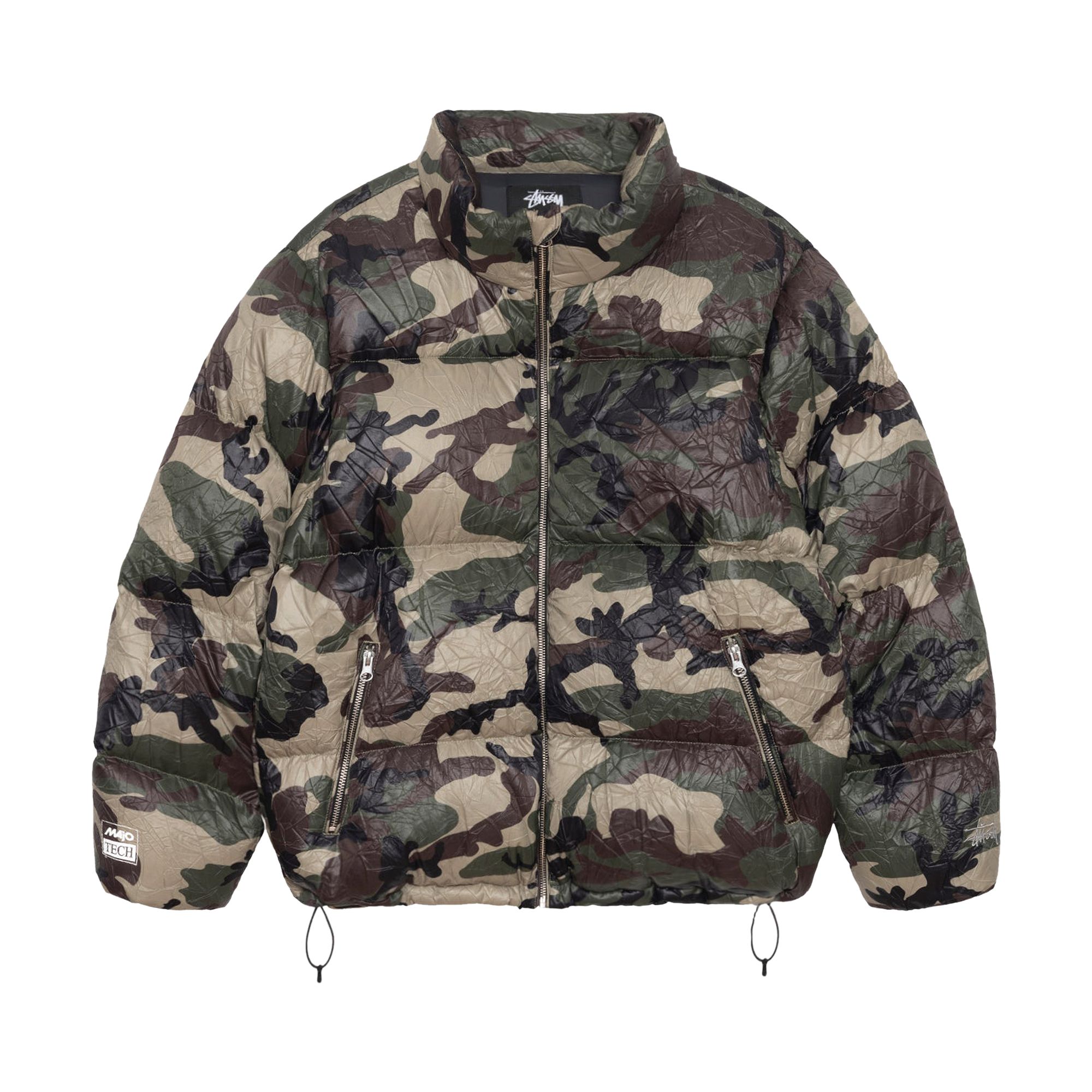 Pre-owned Stussy Wrinkled Nylon Down Puffer 'woodland Camo' In Multi-color