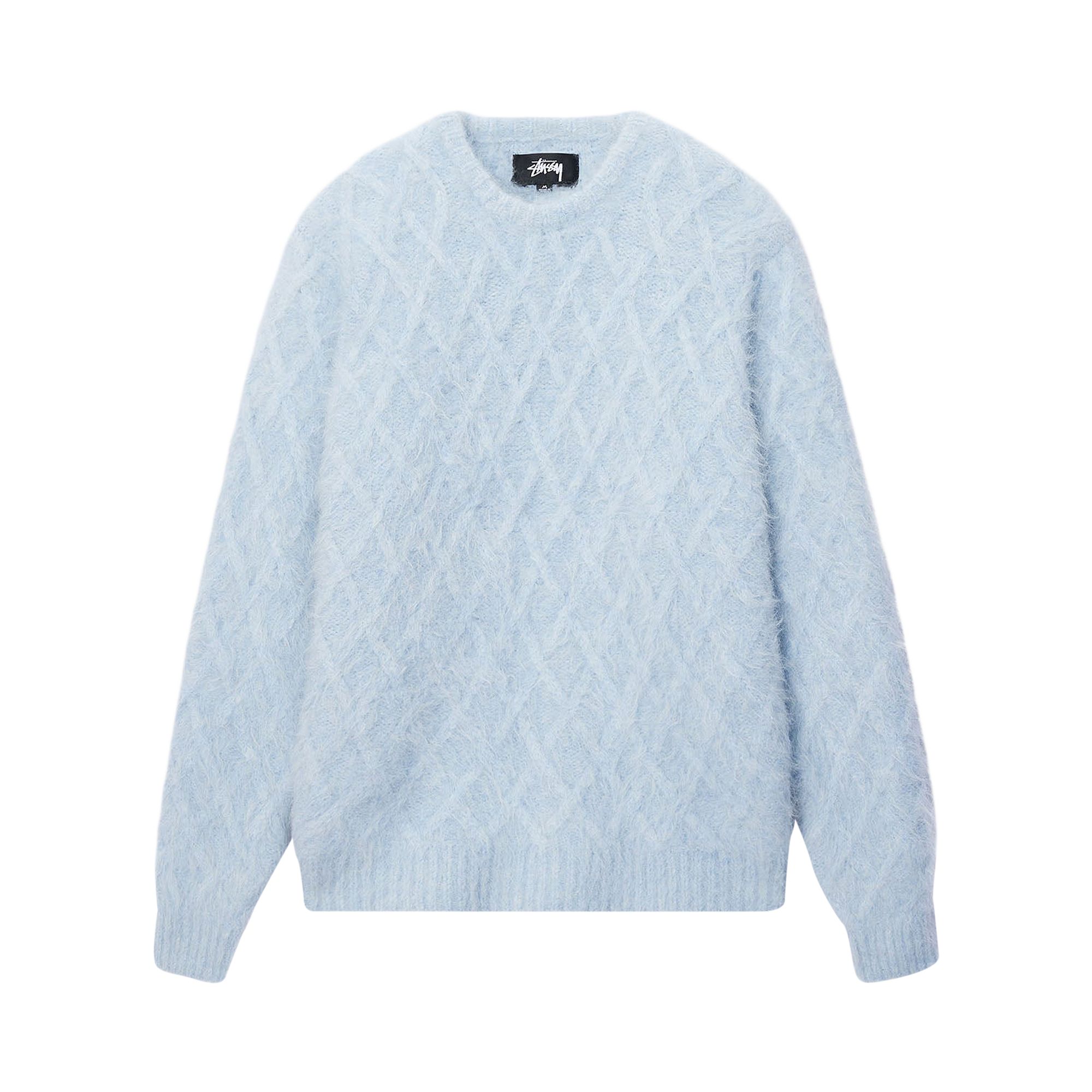Stussy Fuzzy Lattice Crew Sweater 'Ice' | Blue | Men's Size M