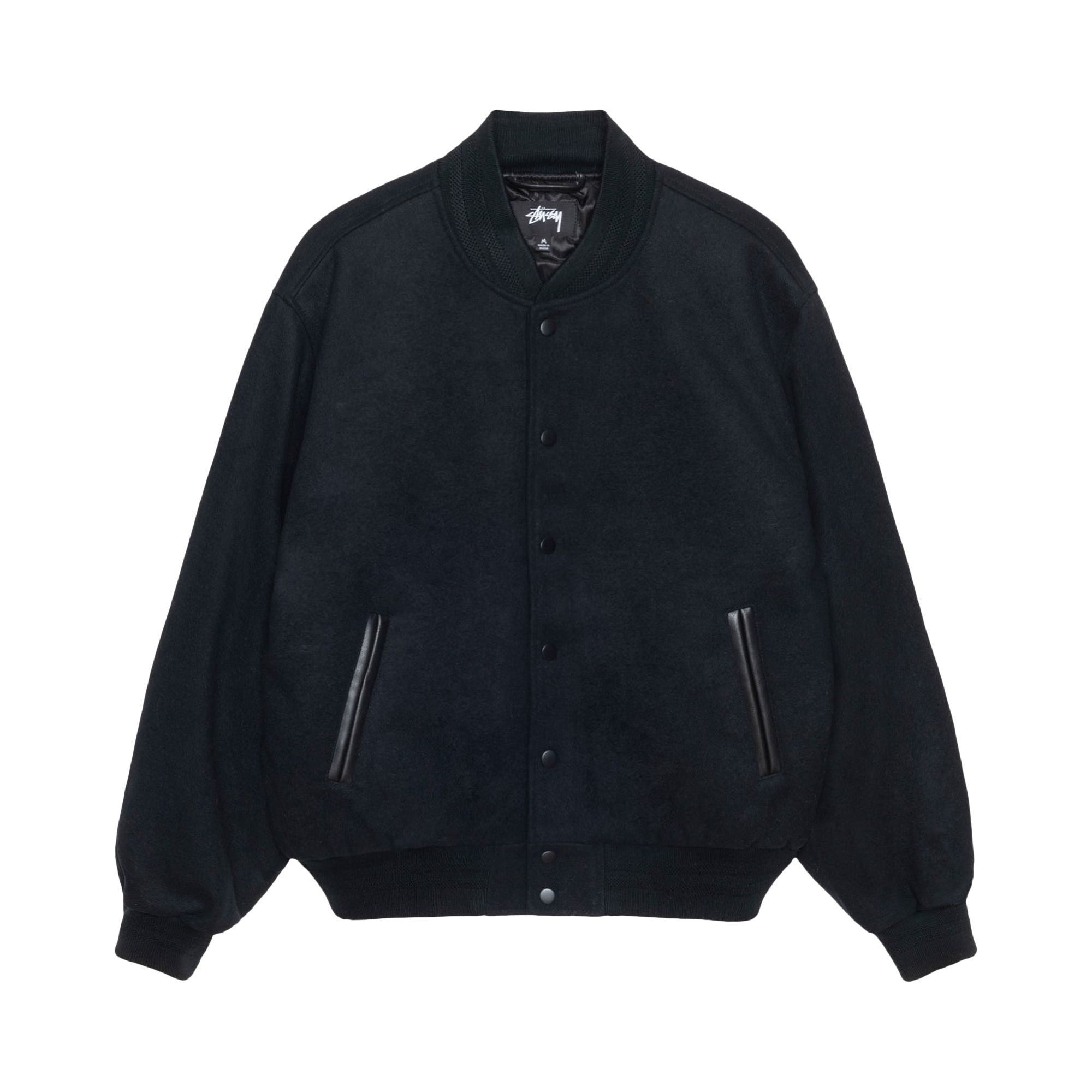 Stussy Sport Melton Varsity Jacket 'Black' | Men's Size S