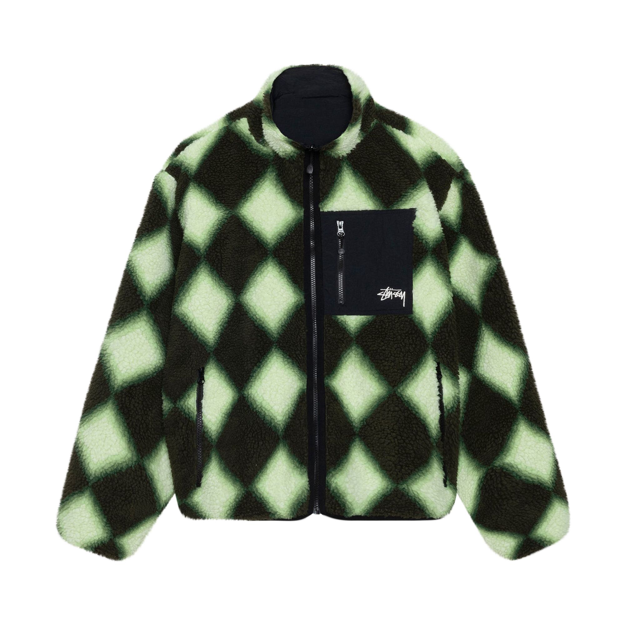 Stussy Sherpa Reversible Jacket 'Green' | Men's Size S