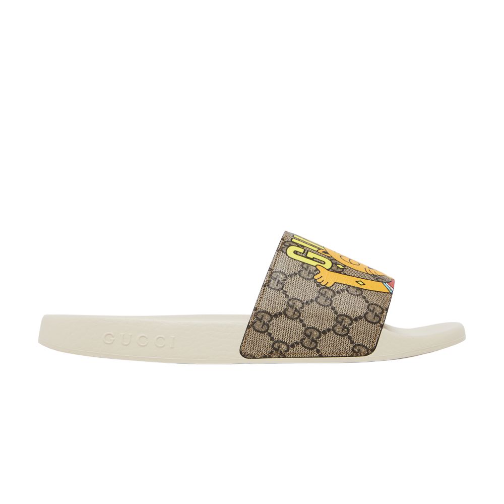 Pre-owned Gucci Pablo Delcielo X Gg Supreme Slide 'cat' In Brown