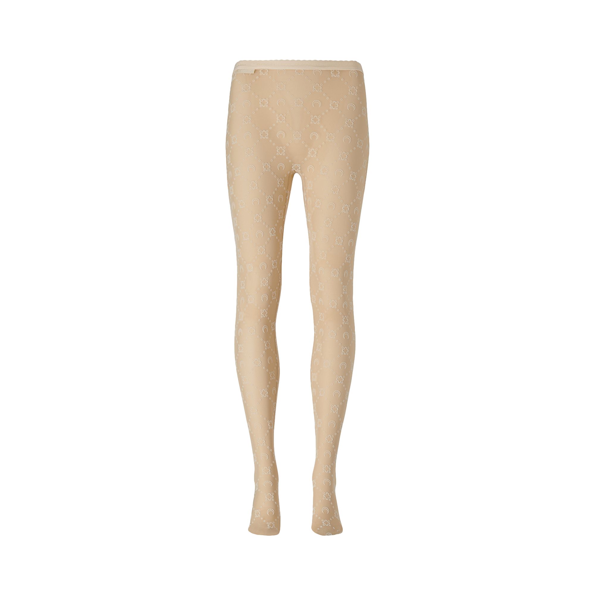 Marine Serre Regenerated Moonogram Mesh Flock Tights 'Beige' | Tan | Women's Size M