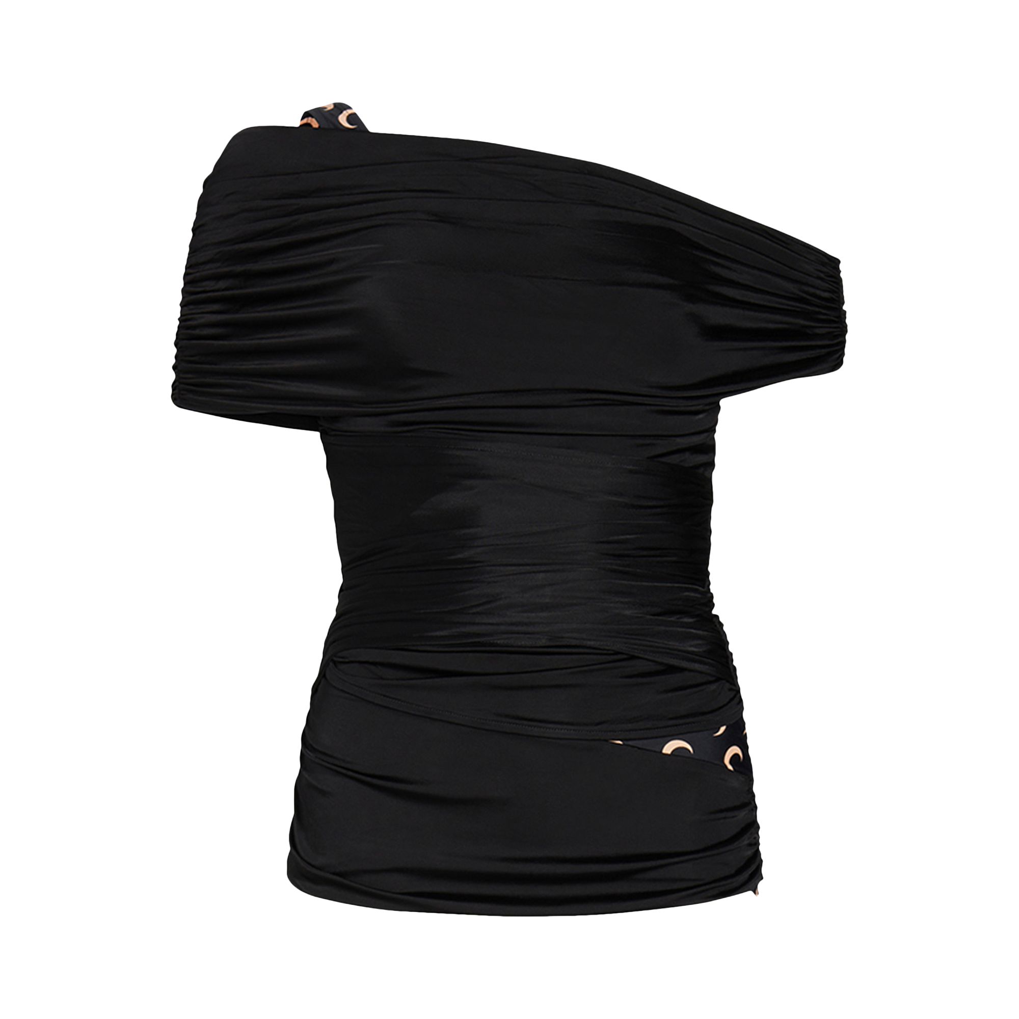 Marine Serre Jersey Body Shelter Draped Off Shoulder Top 'Black' | Women's Size M