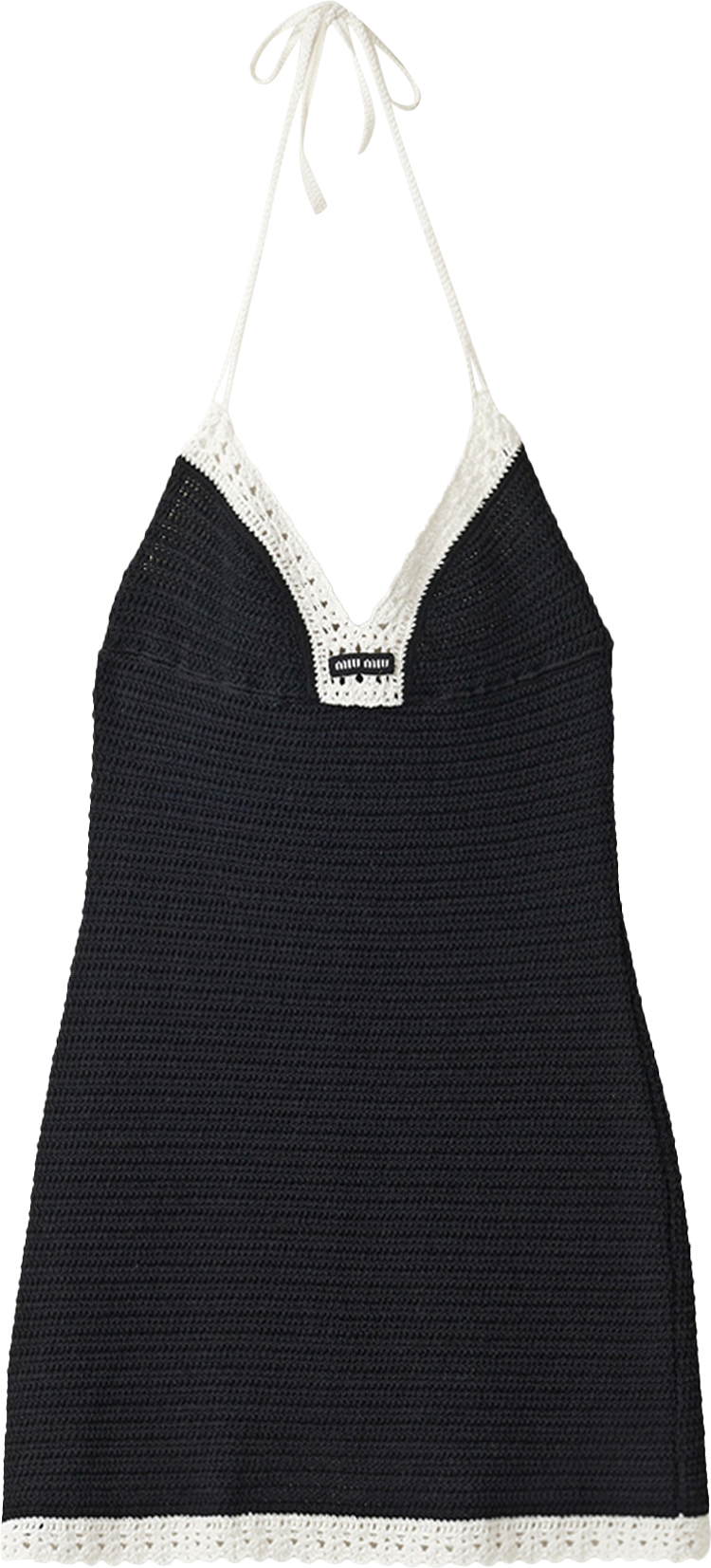 Miu Miu Halter Embellished Dress in Bianco