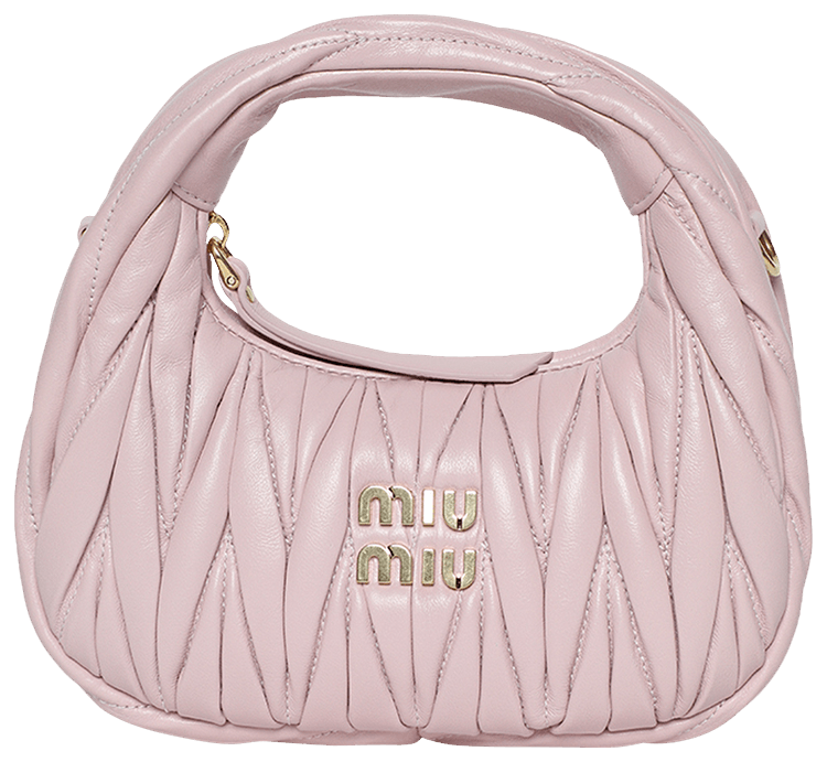 Miu Miu Wander Matelass Nappa Leather Hobo Mini Bag Pink