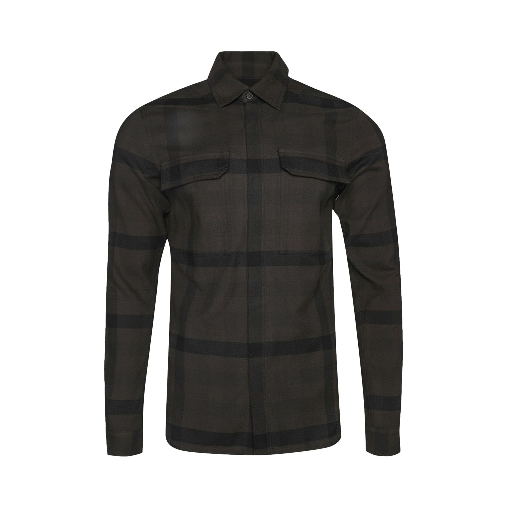 Pre-owned Rick Owens Work Shirt 'dark Dust Plaid' | Brown | Men's Size 52