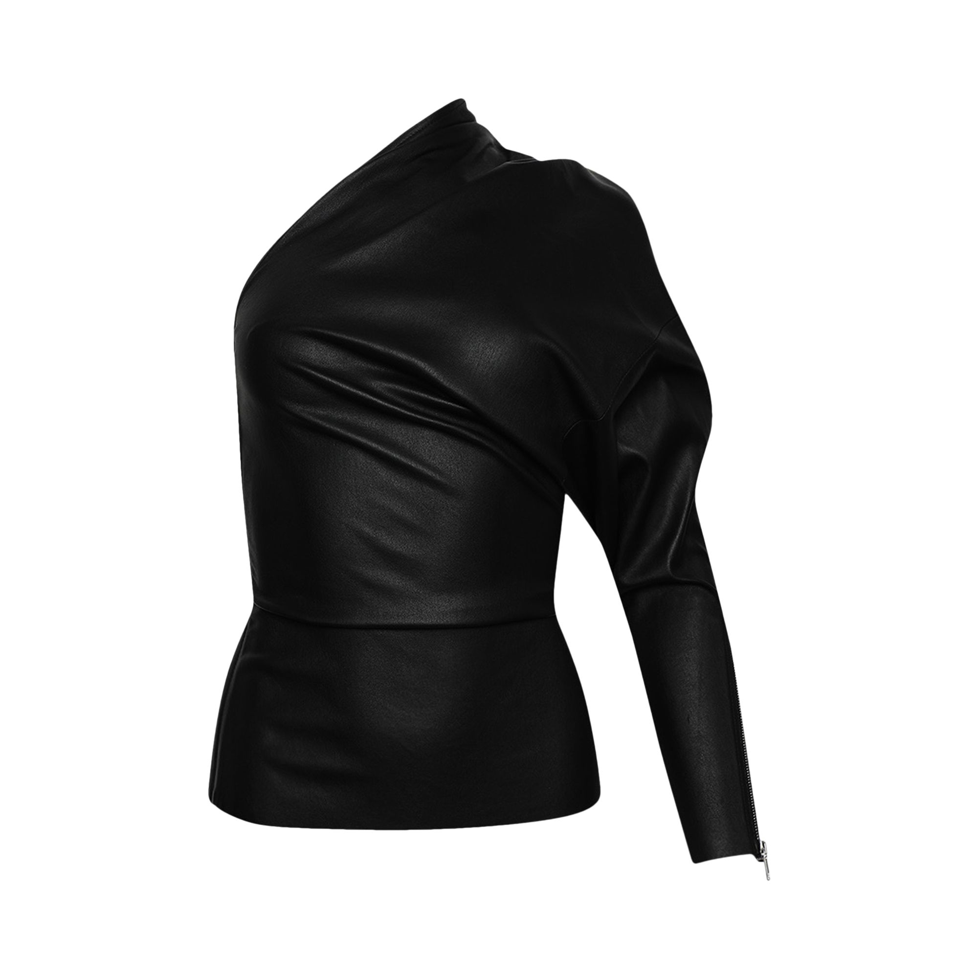 Pre-owned Rick Owens One Shoulder Lambskin Long-sleeve Top 'black' | Women's Size 42