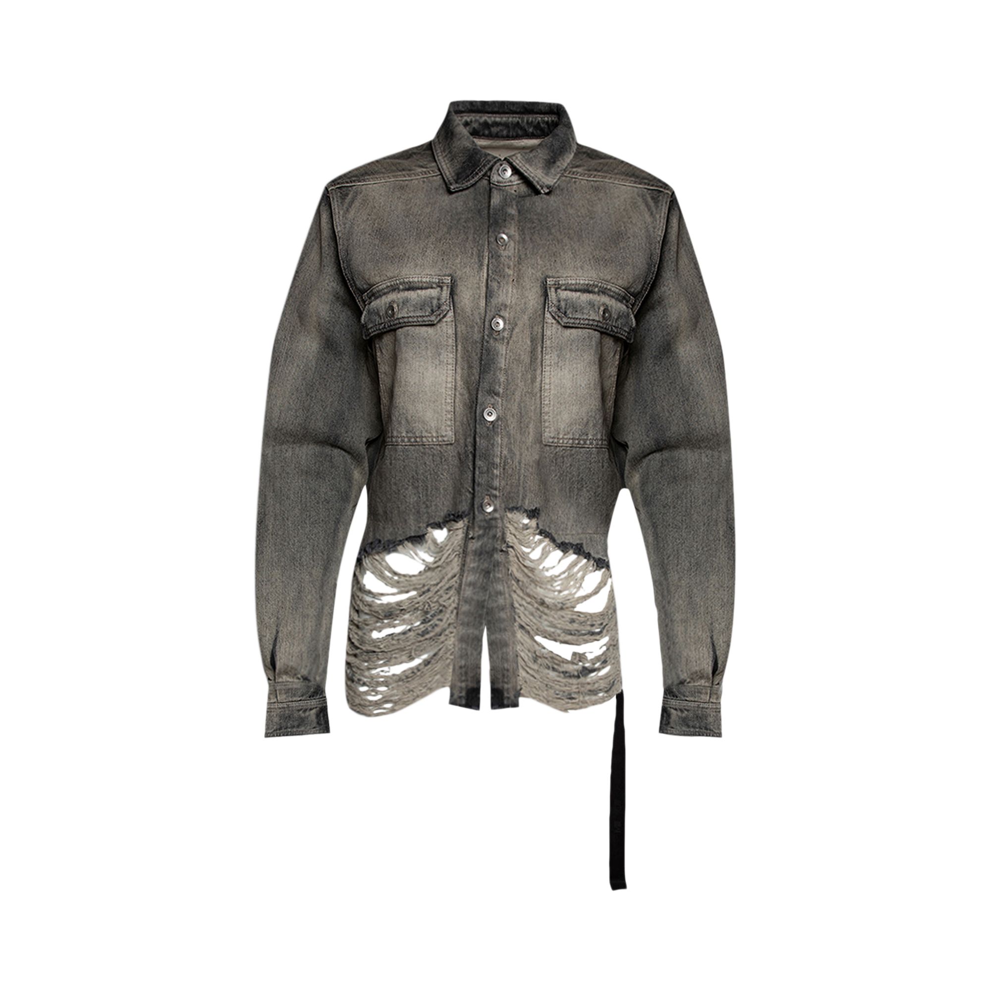 Pre-owned Rick Owens Drkshdw Cape-sleeve Cropped Outershirt 'mineral Fringed'