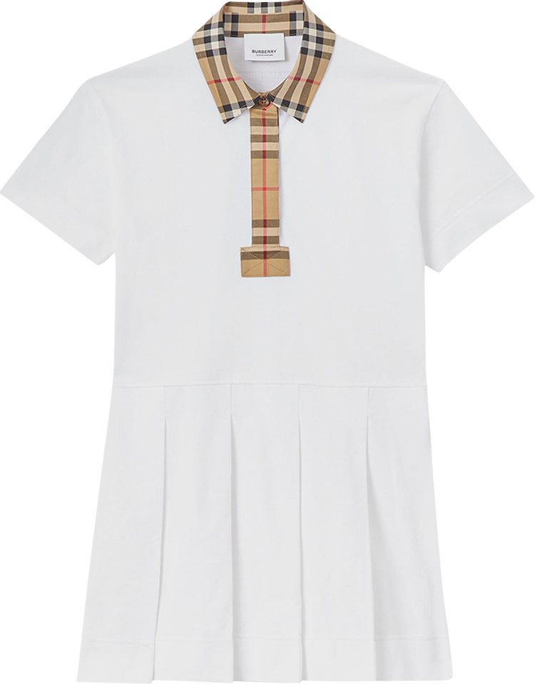 Burberry Kids Vintage Check Trim Piqu� Polo Shirtdress 'White'
