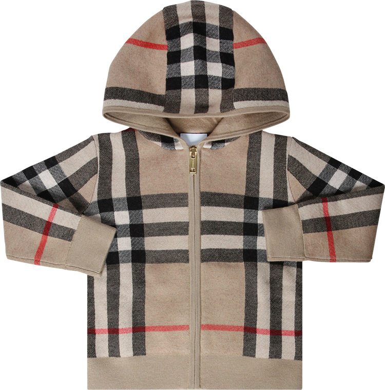Buy Burberry Kids Check Zipped Hoodie 'Archive Beige' - 8051752 | GOAT