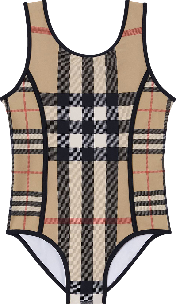 Buy Burberry Kids Vintage Check Swimsuit 'Archive Beige' - 8061849 | GOAT