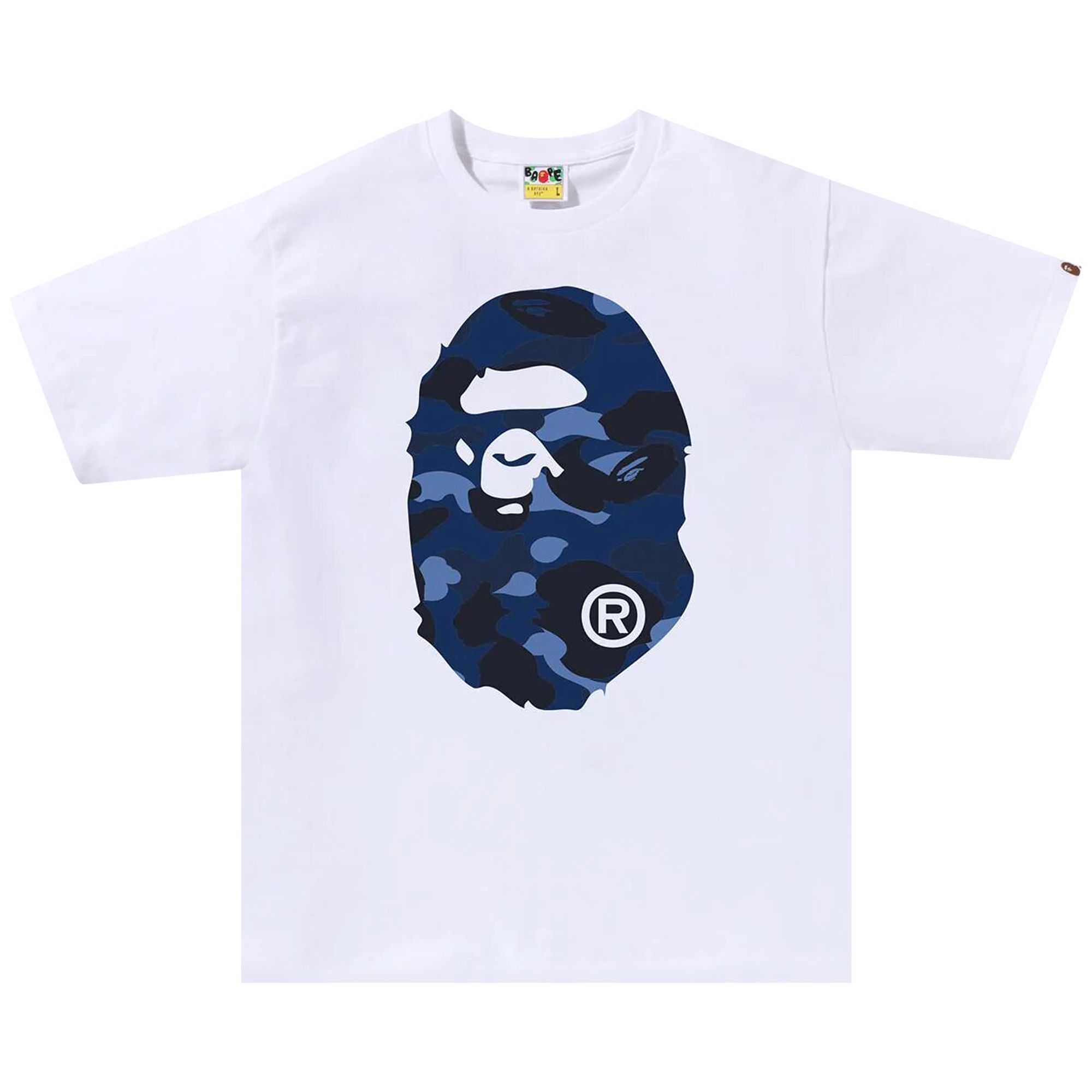 Pre-owned Bape Color Camo Big Ape Head T-shirt 'white/navy'