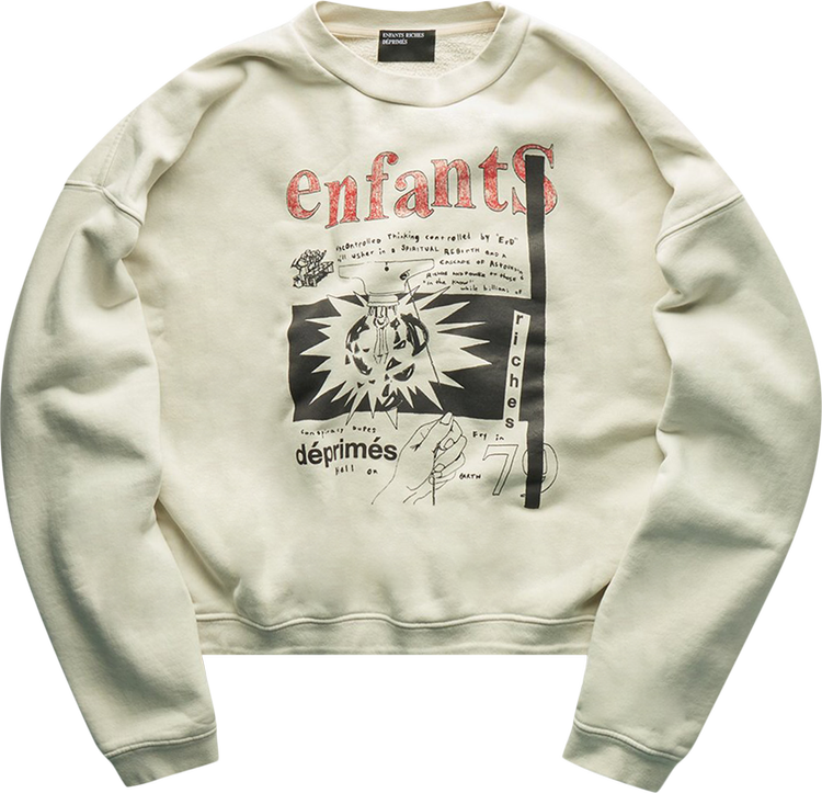 Buy Enfants Riches Déprimés | 414 \'Faded Subgenius Crewneck - GOAT Radio Sweatshirt FADE Ivory/Multicolor\' 020