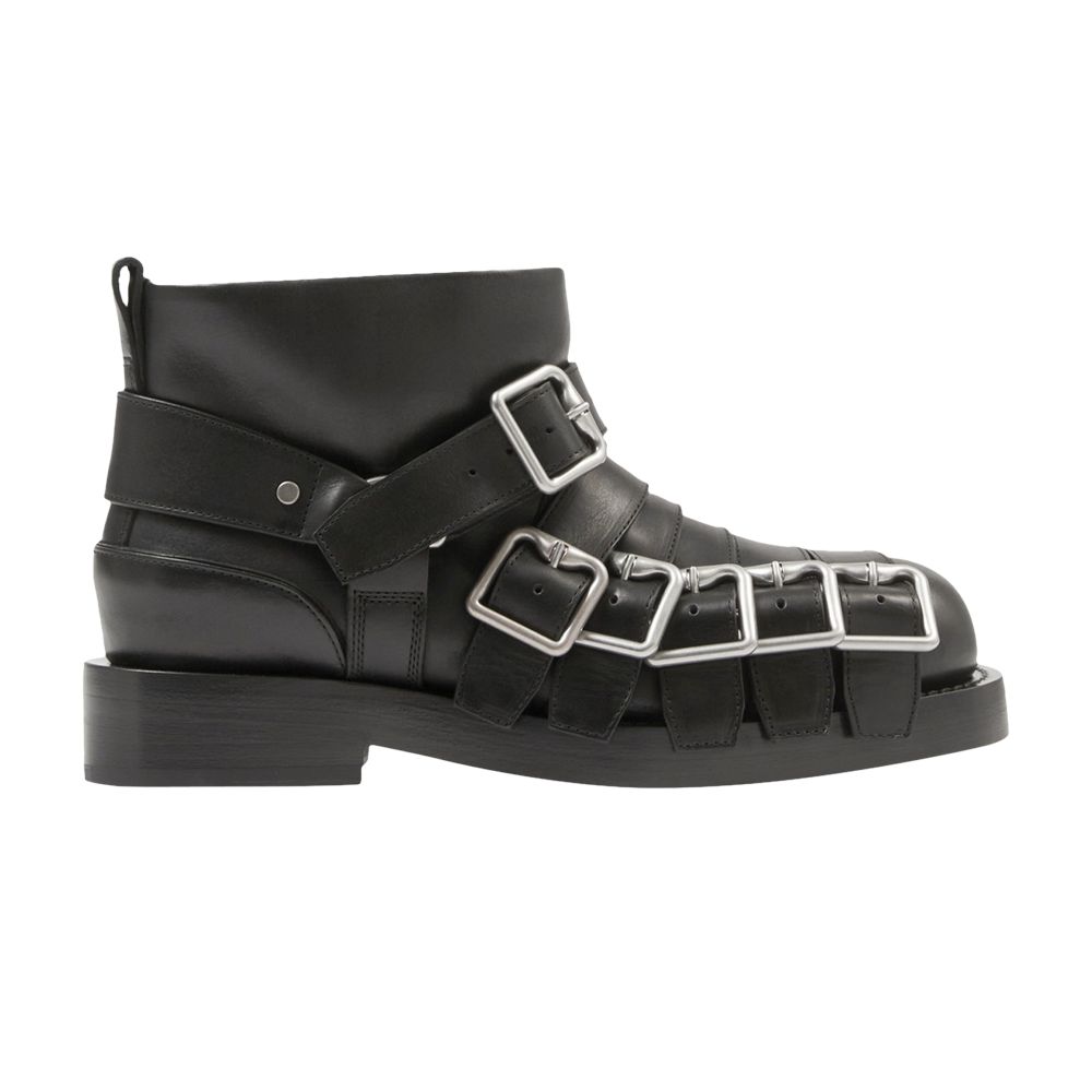 Pre-owned Burberry Wmns Leather Strap Boot 'black' | Women's Size 7