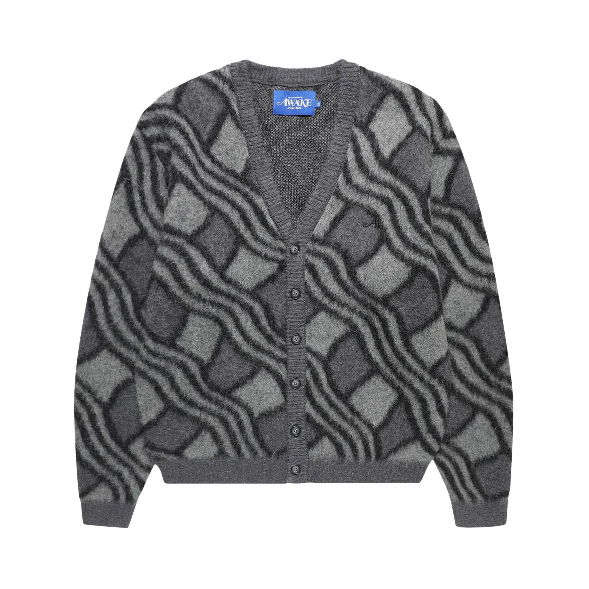 Pre-owned Awake Ny Wavy Jacquard Cardigan 'charcoal/grey' | Men's Size M