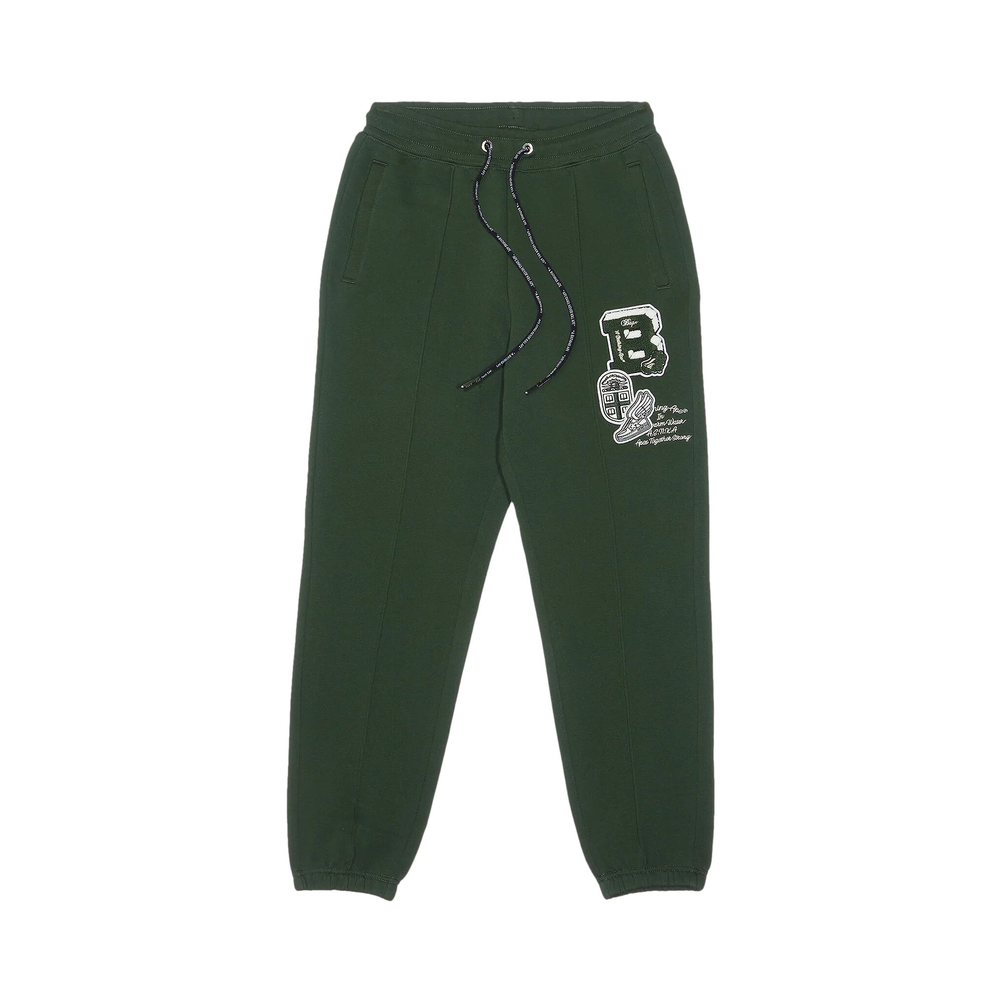 Pre-owned Bape College Badges Sweatpants 'green'