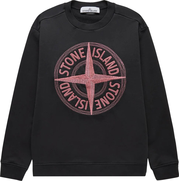 Logo patch cotton sweatshirt in black - Stone Island