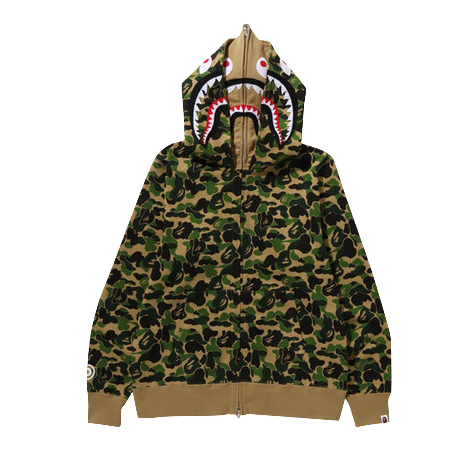 BAPE ABC Camo Double Shark Full Zip Hoodie 'Green' | Men's Size XL