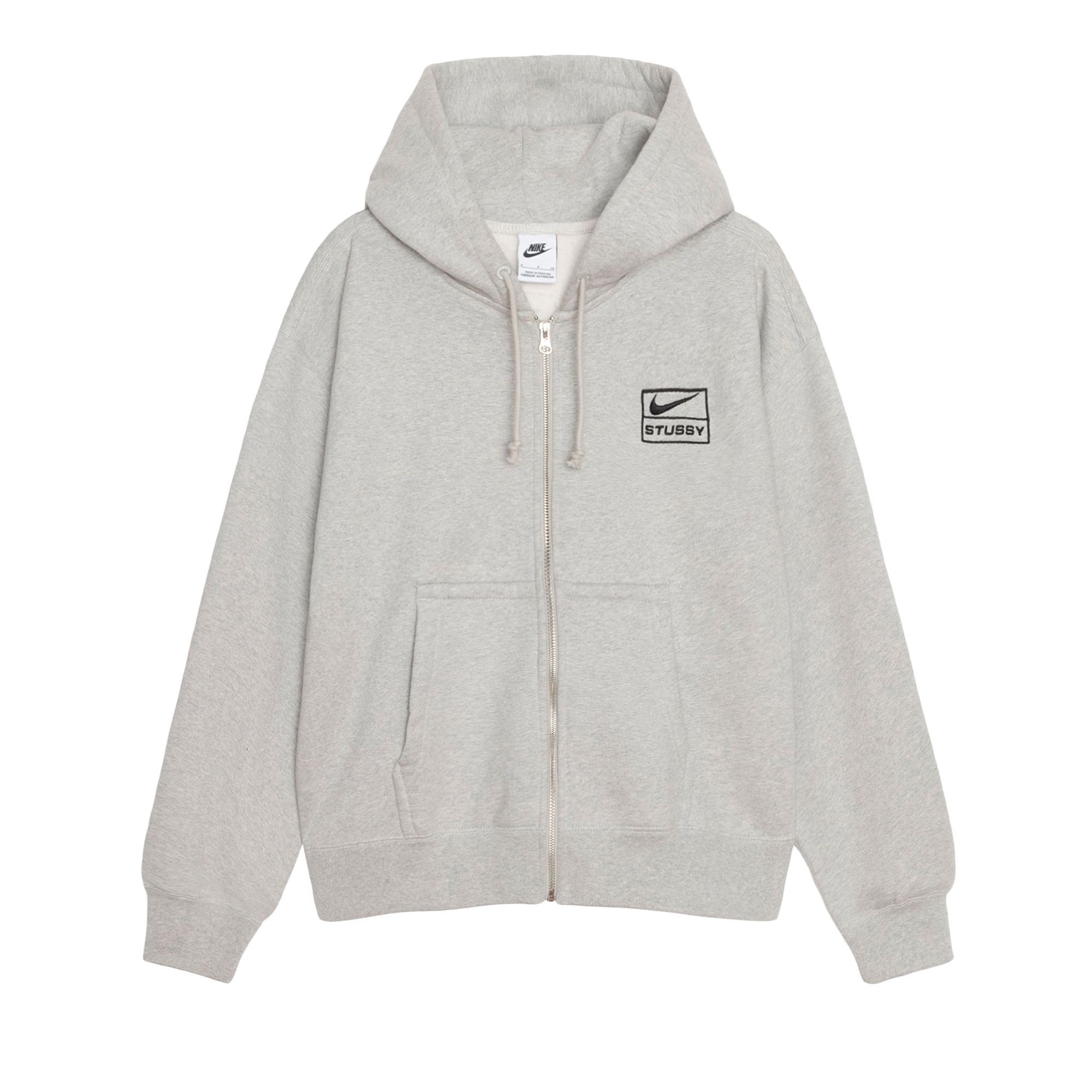 Stussy x Nike Pigment Dyed Fleece Zip Hoodie 'Grey Heather' | Men's Size S