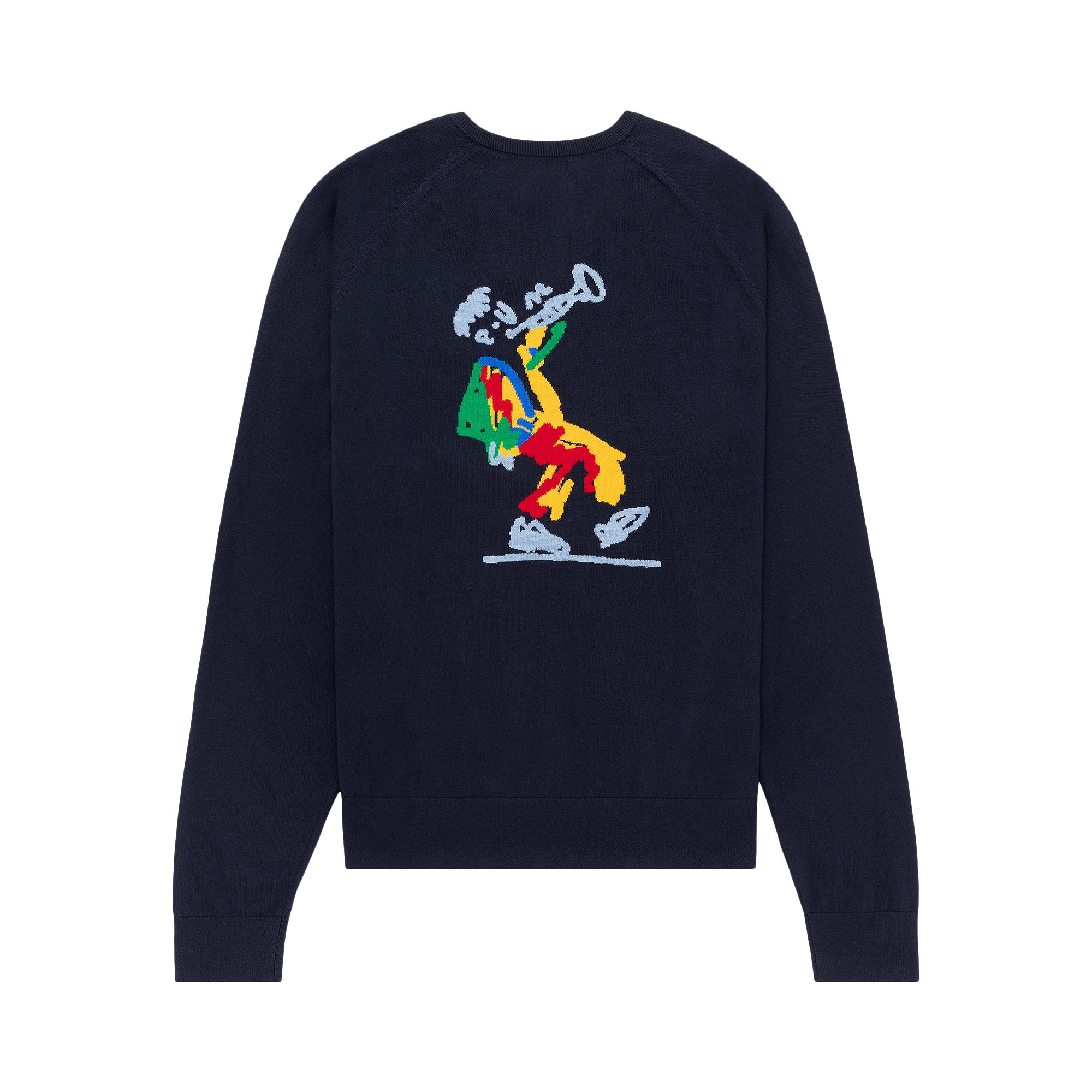 Pre-owned Aimé Leon Dore X Drake's Intarsia Knit Sweater 'navy Blazer' | Blue | Men's Size S
