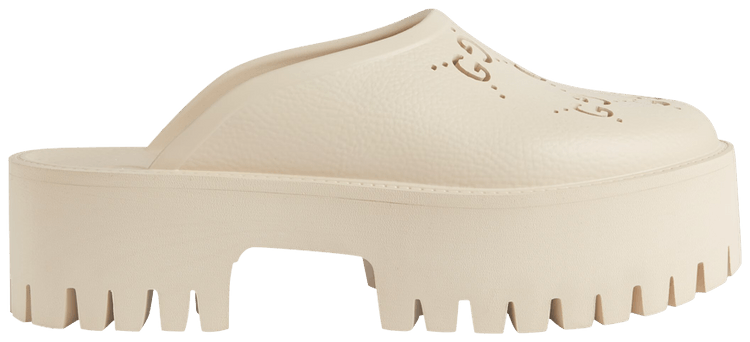 Gucci Wmns Platform Perforated G Sandal White Rubber