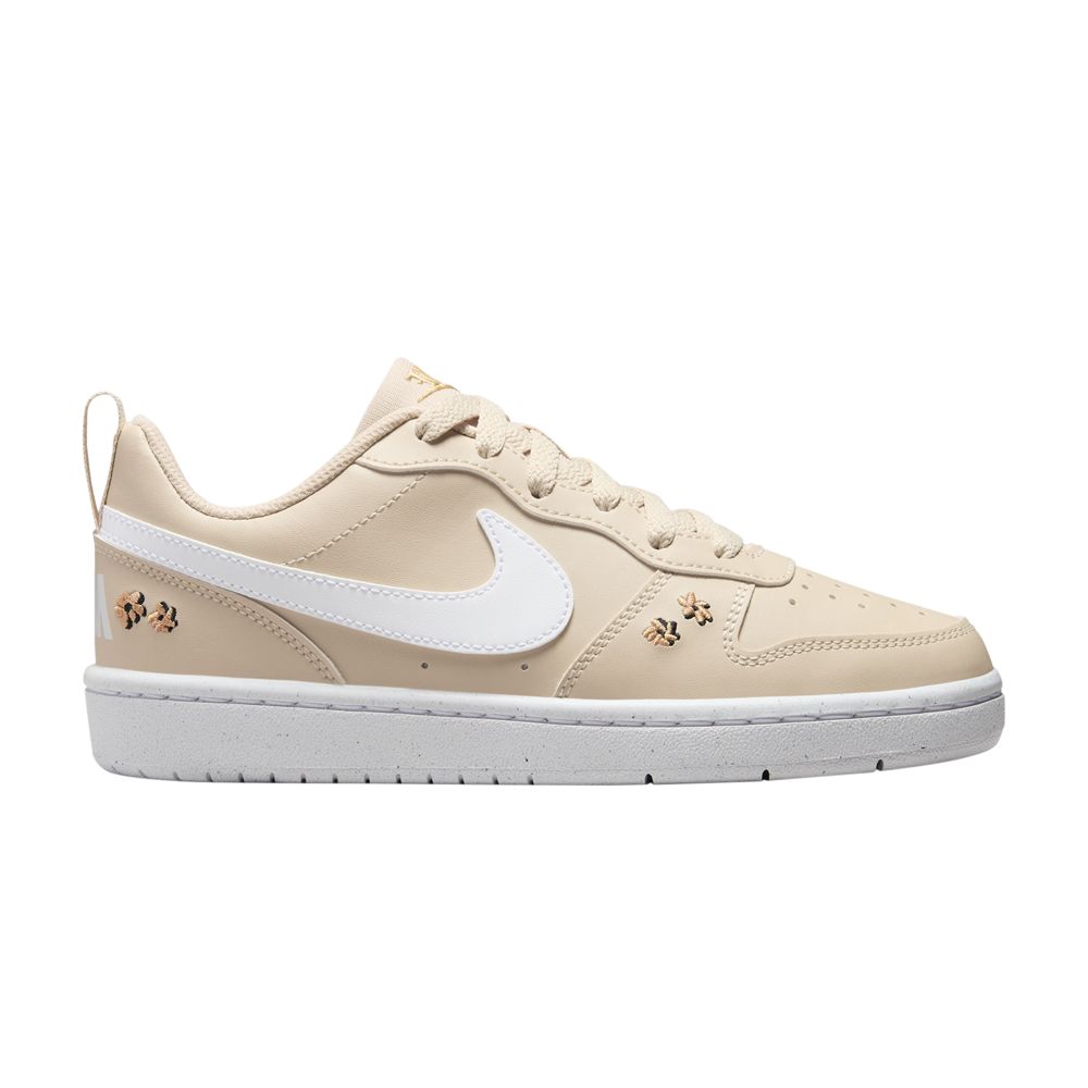 Pre-owned Nike Court Borough Low Recraft Se Gs 'embroidered Floral' | Tan | Kid's Size 5.5 In Brown