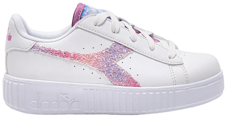 Diadora Game Step Glow Little Kid Glitter   White Cyclamen