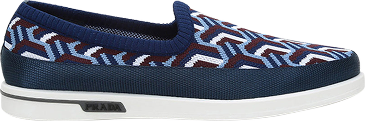Prada St Tropez Jacquard Knitted Loafers 'Blue'