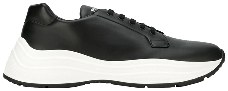 Prada Logo Embossed Chunky Sole Sneaker Black White
