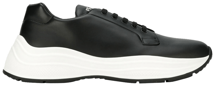 Prada Logo Embossed Chunky Sole Sneaker 'Black White'