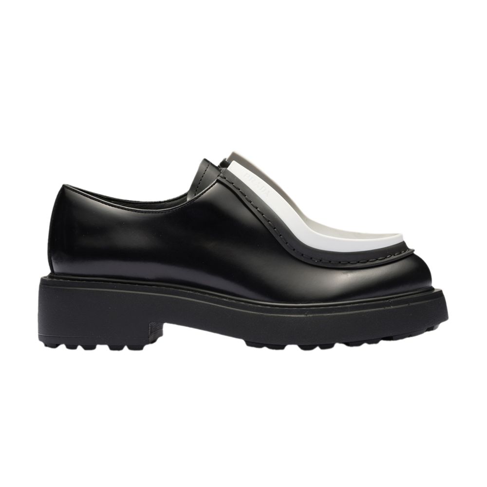 Pre-owned Prada Wmns Brushed Leather Lace-up 'hidden Laces - Black White' | Women's Size 6