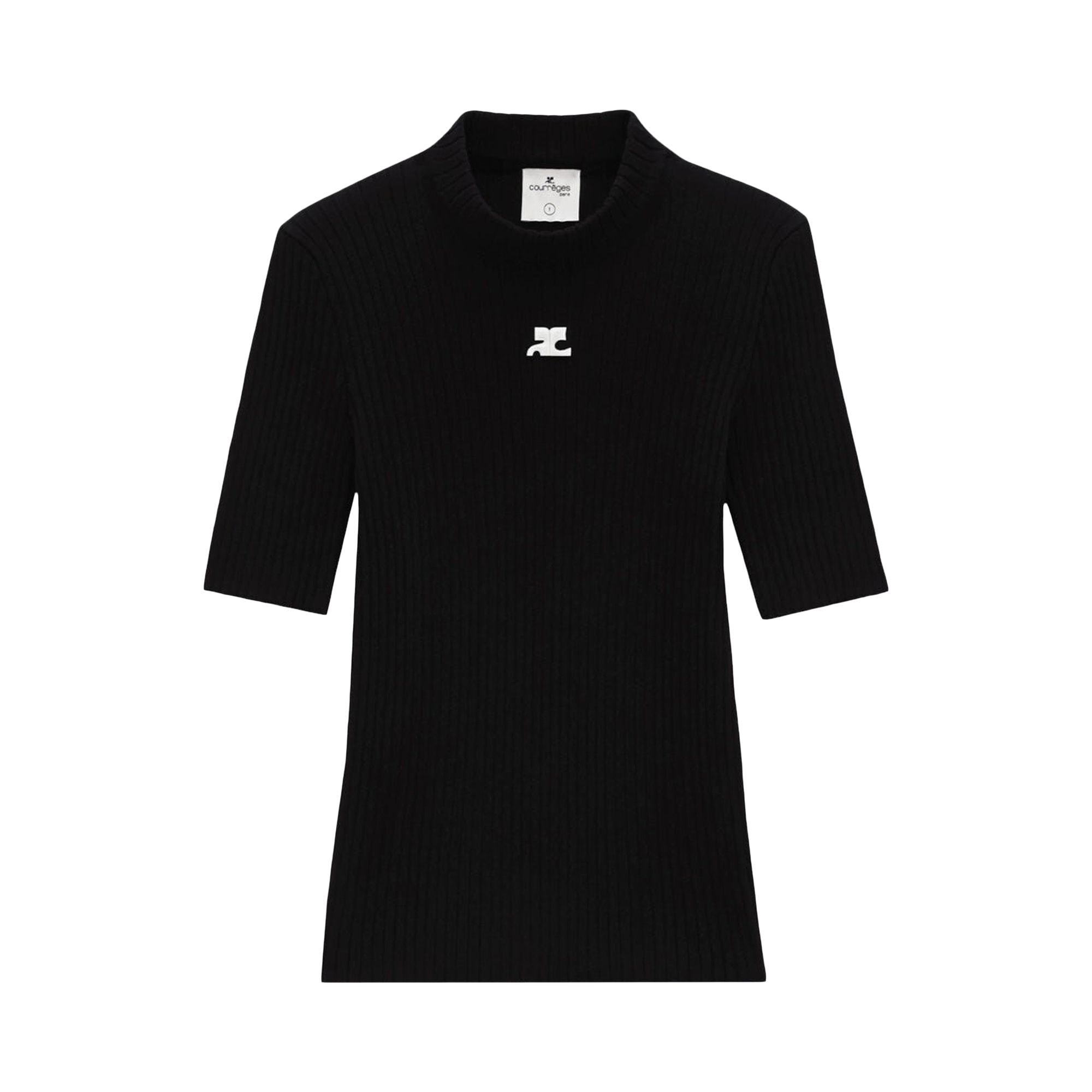 Pre-owned Courrèges Reedition Knit Short-sleeve Jumper 'black'