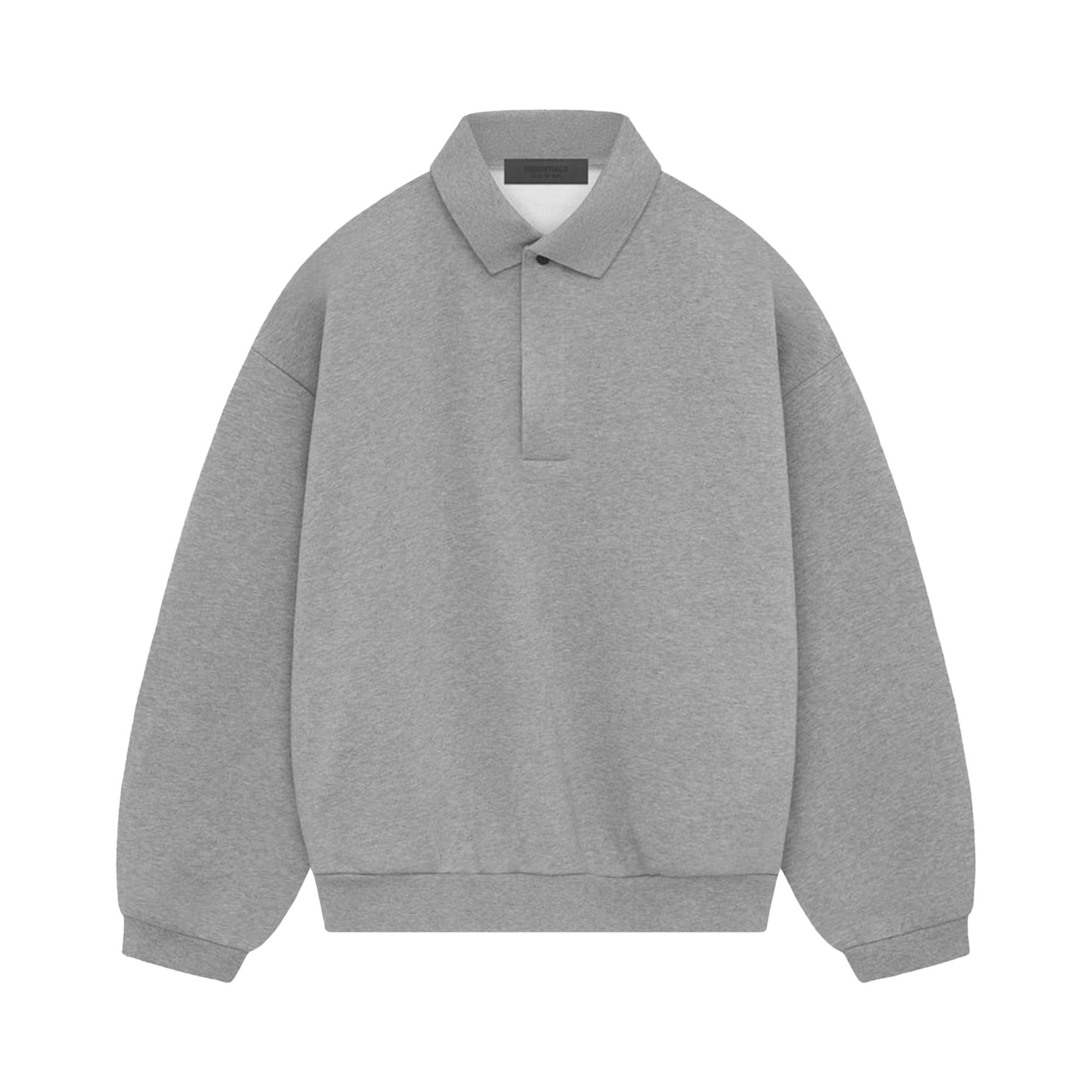 Fear of God Essentials Long-Sleeve Polo 'Dark Heather Oatmeal' | Grey | Men's Size XS