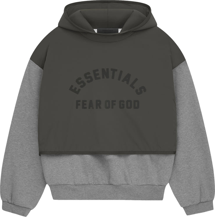 Buy Fear of God Essentials Nylon Fleece Hooded Sweater 'Dark Heather ...