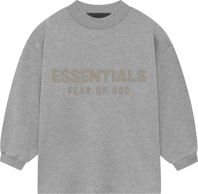 Fear of God Essentials Kids Long-Sleeve Tee 'Dark Heather Oatmeal'